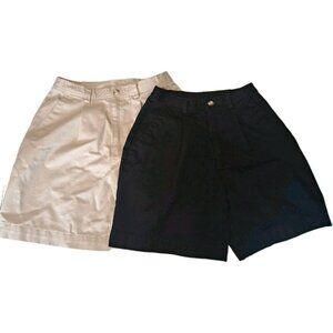 St. John's Bay Women's Size 4 Petite Lot Of Two Shorts 26x2 Beige Black